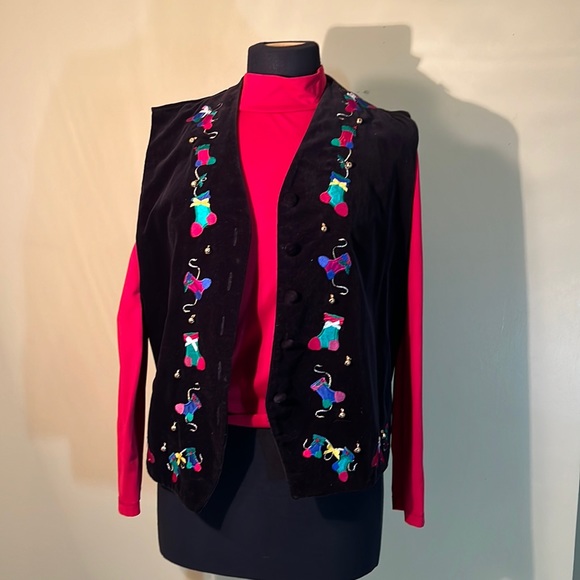 Karen Scott Jackets & Blazers - Karen Scott. Christmas Black Velvet Vest